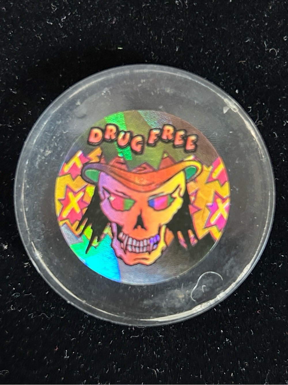 1990s POG-era Drug Free Skull Holographic Slammer